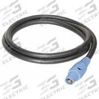 SOUTHWIRE Cam Lock Power Cable: 10 ft Cord Lg, 600V AC, CL40FBU, CL40MBU, 4/0 AWG Wire Size, 1 Wires (MPN 6141PBU). Key specifications — Connector End Connection Type: CL40FBU; Plug End Connection Type: CL40MBU; Voltage Rating: 600V AC; Wire Size: 4/0 AWG; Brand: SOUTHWIRE.