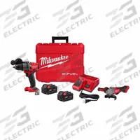 MILWAUKEE Hammer Drill and Braking Grinder Kit: 2 Tools, Angle Grinder/Hammer Drill, 18 V DC Volt (MPN 2904-22, 2880-20). Key specifications — attr1176460: Angle Grinder.