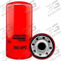 BALDWIN FILTERS Oil Filter: B95MPG, 1 1/2"-12 Thread Size, 9 15/16 in Overall Ht, Oil, Detroit. Key specifications — Baldwin Interchange: B95MPG; Brand: BALDWIN FILTERS; Compatible Vehicle Make: Detroit; Includes: Integral Gasket; Media Material: Cellulose.