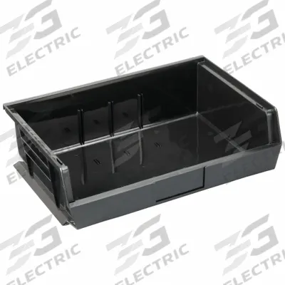 QUANTUM STORAGE SYSTEMS Hang and Stack Bin: 16 1/2 in x 10 7/8 in x 5 in, Black - Recycled Plastic Bins