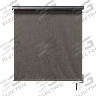 KEYSTONE FABRICS Sun Shade: Black/Gray/White, 8 ft Valence Wd, Pole and Crank - Regal Series