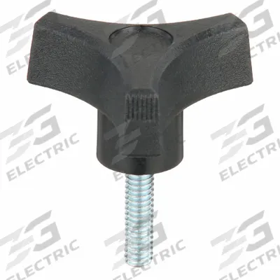 INNOVATIVE COMPONENTS Hand Knob: 3 Point, Plastic w/ Steel Thread, 1/4"-20 Thread, 2 in Dia - 3-Arm Knobs with Threaded Stud