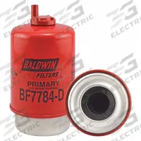 BALDWIN FILTERS Fuel Filter: Cartridge, 6 in Overall Lg, 3 5/16 in Outside Dia, 11/16 in Inside Dia (MPN BF7784D). Key specifications — attr1137520: BF7784D; attr1137521: FS19830; attr434022: BALDWIN FILTERS; attr427730: Cellulose; attr427731: Attached Grommet; attr1017112: Trucks; attr1017113: John Deere.