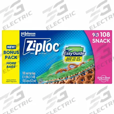 ZIPLOC Snack Bag: 1 mil Thick, 3 1/4 in Wd, 6 1/2 in Lg, Hang Hole Not Included - Single-Zip Reclosable Poly Bags