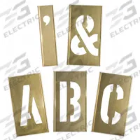 APPROVED VENDOR Stencil Set: A to Z/Punctuation, 12 in Character Ht, 5 in Character Wd, Brass (MPN 1F047). Key specifications — Includes: Period Ender (·); Characters Included: Punctuation; Brand: APPROVED VENDOR; Included Characters: A to Z.