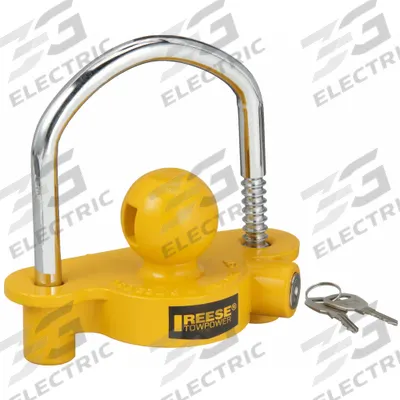 REESE Coupler Lock: Universal, Yellow, Powder Coated, (2) Keys - Coupler Locks