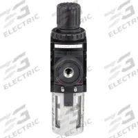 ARO Filter-Regulator: 1000 Series, 1/4 in NPT, 47 cfm, 5 micron, 0 psi to 140 psi, Manual Drain (MPN P39124-100). Key specifications — attr109419: ARO; attr109429: Aluminum; attr109463: No; attr109468: 1000.