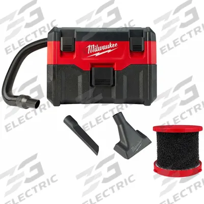 MILWAUKEE Shop Vacuum Kit: 2 gal Tank Size, Plastic, 1 1/4 in Vacuum Hose Dia, 6 ft Hose Lg - Milwaukee Shop Vacuums