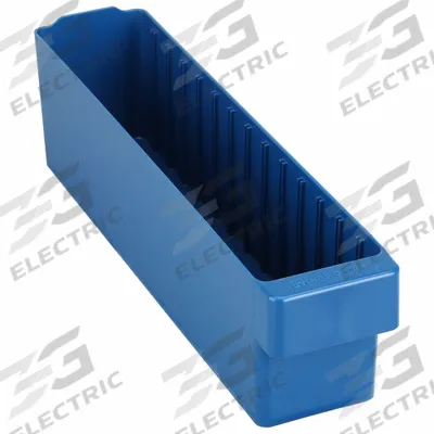AKRO-MILS Drawer Bin: 18 in Overall Lg, 3 3/4 in x 4 5/8 in, Blue, Stacking Capable - Plastic Drawer Bins