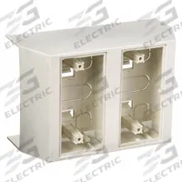 HUBBELL WIRING DEVICE-KELLEMS Full Capacity Box: BaseTrak PB3, 4 1/2 in Wd, 1 5/8 in Ht, Plastic (MPN PB3FCIB2G). Key specifications — Series: BaseTrak PB3; Material: PVC; Color: White; For Use With: BaseTrak PB3; Brand: HUBBELL WIRING DEVICE-KELLEMS; Item: 2-Gang Device Box.