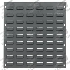 QUANTUM STORAGE SYSTEMS Louvered Panel: 20 in x 18 in x 1/4 in, 1 Sides, 0 Bins, Gray (MPN QLP-1819). Key specifications — attr38851: Gray; attr38864: Baked Enamel; attr38845: QUANTUM STORAGE SYSTEMS.