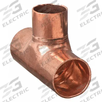 NIBCO Sweat Fitting Tee: 2 1/2 in CTS x 2 in CTS x 1 1/2 in CTS, Cup x Cup x Cup - Wrot Copper Tube Fittings