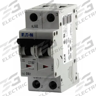 EATON Supplementary Protector: 15 A Amps, 96V DC, 15kA at 277/480V AC, Lug, FAZ - B-Curve, 2-Pole UL1077 DIN Rail-Mount Supplementary Protectors
