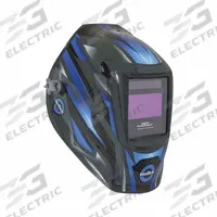 MILLER Welding Helmet: Auto-Darkening, 3 Arc Sensors, Black/Blue/Gray, W8-13, 7.2 sq in, Digital (MPN 299616). Key specifications — Color: Blue; Suspension Adjustment Type: Ratchet; Series: Digital Performance; Graphics: None; Viewing Area: 7.2 sq in; Brand: MILLER; Grind Mode: Yes; Helmet Material: Nylon.
