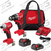 MILWAUKEE Cordless Tool Combination Kit: 2 Tools, Hammer Drill/Impact Driver, 18 V DC Volt, M18™ (MPN 3693-22CX). Key specifications — attr1176460: Impact Driver.