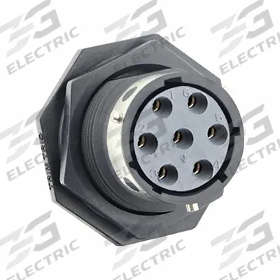 SOURIAU Electrical Connector: Trim Trio UTGX 14, Jam Nut Receptacle, 6 + Ground Contacts - Trim Trio UTGX Harsh Environment Circular Connectors