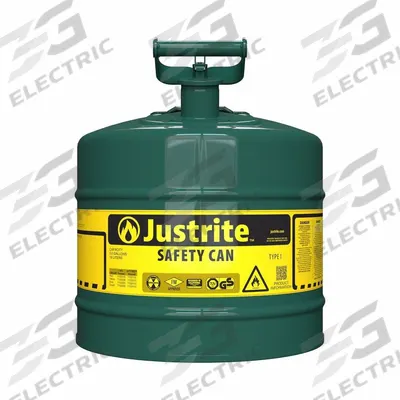 JUSTRITE TYPE I SAFETY CAN: For Use With Oil, 5 gal Capacity, Powder Coated Steel - Oil Safety Cans