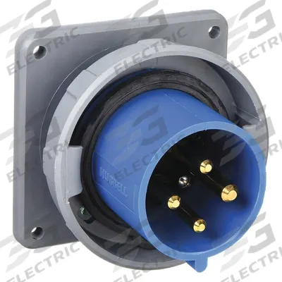 HUBBELL Pin and Sleeve Inlet: Blue, 250V AC, Three Phase, 30 A, 3 Pole, 4 Wire - Watertight Inlets