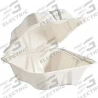 ABILITY ONE Disposable Carry-Out Food Container: White, Hinged Lid Container Container, 400 PK (MPN 7350-01-664-6906). Key specifications — Color: White; Microwave Safe: Yes; Material: Molded Fiber; Shape: Square; Brand: ABILITY ONE.
