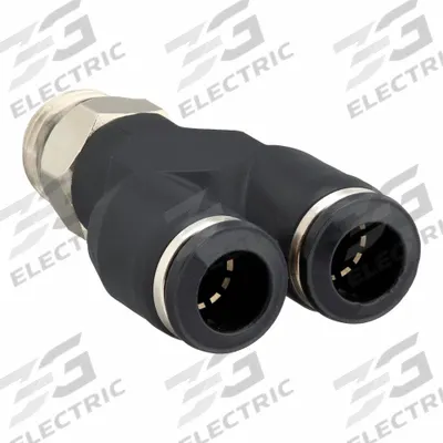 AIGNEP USA Push-Fit Wye Fitting: 6 mm OD x 6 mm OD x 1/4 in Pipe Size, Nylon - Nylon & Nickel-Plated Brass Tube Fittings