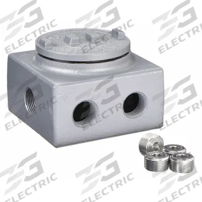 APPLETON ELECTRIC Conduit Outlet Body: Aluminum, Powder Coated, GRSS, 1/2 in Trade Size, 7 Hub Body - Square Body