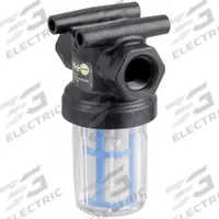 BANJO Inline Strainer: Polypropylene, 1/2 in, NPT, Mesh, 0.0117 in Screen Size, 4 1/4 in Ht, 3 in Lg (MPN LSTM050-50C). Key specifications — Screen Material: 316 Stainless Steel; Bowl Color: Clear; Material: Polypropylene; Brand: BANJO; Seal Material: EPDM; Color: Blue.