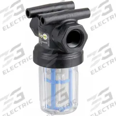 BANJO Inline Strainer: Polypropylene, 1/2 in, NPT, Mesh, 0.0117 in Screen Size, 4 1/4 in Ht, 3 in Lg (MPN LSTM050-50C). Key specifications — Screen Material: 316 Stainless Steel; Bowl Color: Clear; Material: Polypropylene; Brand: BANJO; Seal Material: EPDM; Color: Blue.