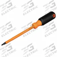 KLEIN TOOLS Insulated Square Screwdriver: Long Lg, #1 Tip Size, 10 1/4 in Overall Lg, 6 in Shank Lg (MPN 6886INS). Key specifications — attr1205139: #1; attr1205142: KLEIN TOOLS; attr1205144: Cushion.
