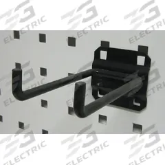 APPROVED VENDOR Double Rod Pegboard Hook: 4 1/2 in x 2 1/4 in, Screw-In, Surface, Black (MPN 5TPL2). Key specifications — Mounting Type: Surface; Color: Black; Accessory Type: 90-Degree Double Rod Hook; Locking System: Screw-In; Brand: APPROVED VENDOR.