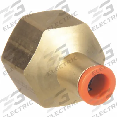 SMC Push-Fit Adapter Fitting: 1/8 in OD x 1/4 in Pipe Size, Push-to-Connect x FNPT - Polybutylene & Brass Tube Fittings
