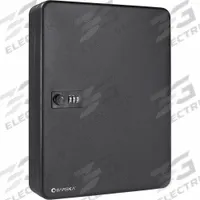 Key Cabinet: 57 Key Capacity, Dial Combo Lock, Steel, Black, 14 1/2 in Ht, 11 in Wd, 3 in Dp (MPN AX11822). Key specifications — Brand: BARSKA; Finish: Matte; Includes Key Tags: No Key Tags Included; Includes Mounting Hardware: Mounting Hardware Included; Color: Black; Mounting Location: Wall; Material: Steel.