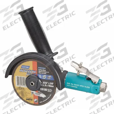 DYNABRADE Cut-Off Tool: 4 in Wheel Dia, 0.7 hp Horsepower, 15,000 RPM Max. Speed - Standard Reach Right-Angle Mount Air-Powered Cut-Off Tools