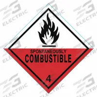 APPROVED VENDOR DOT Container Label: Spontaneously Combustible, 4 in x 4 in, 4 in Label Ht, 500 PK (MPN 9TCA9). Key specifications — Brand: APPROVED VENDOR; Message: Spontaneously Combustible.