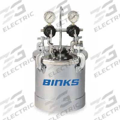BINKS Paint Pressure Pot: Steel, 10 L Capacity, No Agitator, 2 Regulators - Paint Pressure Tanks