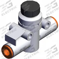SMC Speed Controller: In-Line Fitting, Knob, 3/8 in Valve Body Size, 1/4 in Push to Connect Tube (MPN AS3002F-07A). Key specifications — attr947203: Brass/PBT; attr947205: SMC.