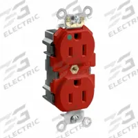 LEVITON Straight Blade Duplex Receptacle: Hospital Grade, Duplex, 5-15R, Red, 125V AC, 15 A (MPN M8200-HR)