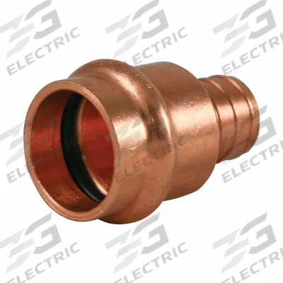 NIBCO Press Adapter Fitting: Straight, 1/2 in CTS x 3/4 in Pipe size, Press-fit x Barbed - Plumbing Copper & Bronze Press Tube Fittings