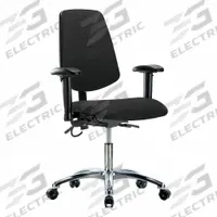 ESD Chair: Fabric, Arms Included, Ht Range 19 in to 24 in, 18 1/2 in Seat Wd, 17 in Seat Dp, Adj (MPN BR-ESD-FDHCH-MB-CR-T1-A1-EC-ESDBLK). Key specifications — Foot Support: No; Back Tilt Backward: 13.5°; Back Tilt Forward: 10.5°; Base Material: Aluminum; Brand: APPROVED VENDOR; Product Type: ESD Chair; ESD-Safe: ESD-Safe; Seat Tilt Backward: 3°.