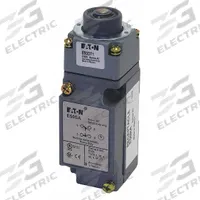 EATON Plunger Limit Switch: Plunger Actuator, Momentary/Momentary, Metallic, 8 ozf Op Force - Min (MPN E50AT16P). Key specifications — Manufacturer Part Number: E50AT16P; Brand: EATON; Electrical Connection: 8 ft Cable; Action: Momentary/Momentary; Series: E50; Body Material Type: Metallic; Actuator Type: Plunger.