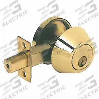 TELL MANUFACTURING Single Cylinder Deadbolt: Cylindrical, 1 3/4 in Door Thick - Max, Brass (MPN DB2060-SC-US3). Key specifications — Brand: TELL MANUFACTURING; Cylinder Core Type: Conventional Core Cylinder; Finish: Bright Brass, Clear Coated; Keyway Type: Schlage C; Includes Core: Core Included.