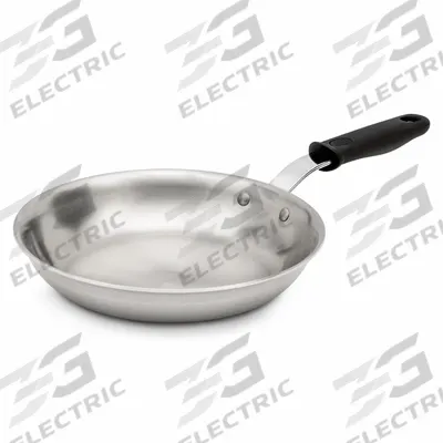 VOLLRATH Fry Pan: 10 1/2 in Top Dia, Stainless Steel, Silver, Silicone, NSF Certified - Uncoated Frying Pans
