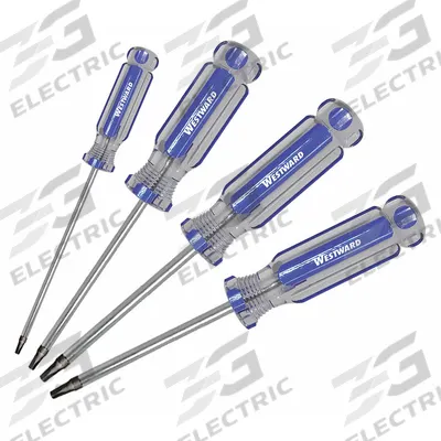WESTWARD Magnetized Tip Screwdriver Set: 1-10 Pieces, 4 Pieces, Square Tip - General Purpose Screwdriver Sets