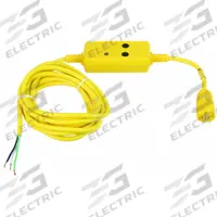 HUBBELL WIRING DEVICE-KELLEMS GFCI: Auto Reset, 15 ft Lg, 14/3, 5-15P Plug, 15 A Current, 120V AC (MPN GFPSTOEMA). Key specifications — NEMA Plug Configuration: 5-15P; NEMA Receptacle Configuration: Non-NEMA; Brand: HUBBELL WIRING DEVICE-KELLEMS; Voltage: 120V AC.