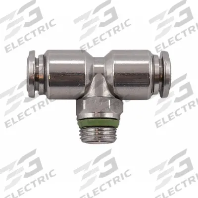 AIGNEP USA Push-Fit Tee Fitting: 10 mm OD x 10 mm OD x 3/8 in Pipe Size, Stainless Steel - Stainless Steel Tube Fittings