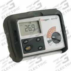 MEGGER Earth Ground Resistance Tester: 0.01 ohm to 20,000 ohm, CAT IV, IP30, Digital, 3 V, No Output (MPN DET4TC2 Basic Kit (Leads + Spikes)). Key specifications — IP Rating: IP30; Test Current: 4.5 mA, 0.45 mA, or 0.045 mA; Test Voltage: 3 V; Brand: MEGGER.