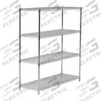APPROVED VENDOR Wire Shelving Unit: Starter, 60 in x 24 in, 54 in Overall Ht, 4 Shelves, Dry, Silver (MPN 45VY21). Key specifications — Recommended Environments: Dry; Color: Silver; Finish: Chrome; Material: Steel; Brand: APPROVED VENDOR.