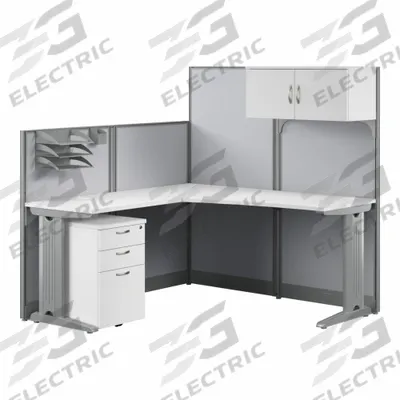BUSH BUSINESS FURNITURE Modular Cubicle Workstation: 63 in Overall Ht, 64 in Overall Wd - Office Cubicles with Privacy Panels