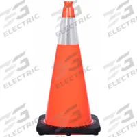 Traffic Cone with Bands: MUTCD/NCHRP-350, 28 in Cone Ht, Orange, High-Intensity Prismatic, PVC (MPN RS70025C3M6). Key specifications — Base Color: Black; Brand: APPROVED VENDOR; Cone Material: PVC; Legend: Blank; Includes: Grip Top.