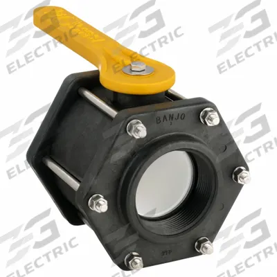 BANJO Manual Two-Way Ball Valve: 3 in, Polypropylene, Straight, FNPT x FNPT, Three-Piece - Polypropylene Ball Valves