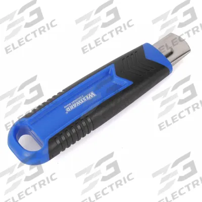 WESTWARD Safety Knife: 5 1/2 in Overall Lg, Rubberized, 1 1/4 in Overall Wd, Plastic - Automatic Retracting Utility Knives